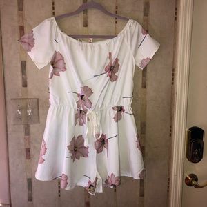 White Off the Shoulder Romper